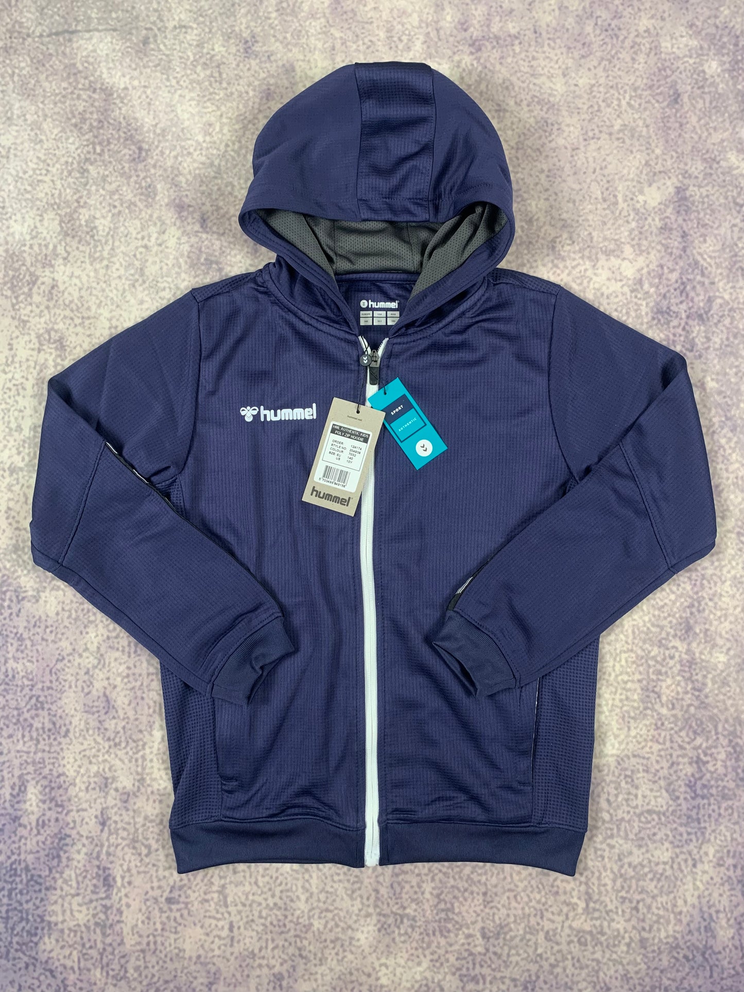 Hummel Kinder-Zip-Hoodie in Dunkelblau/Weiß
