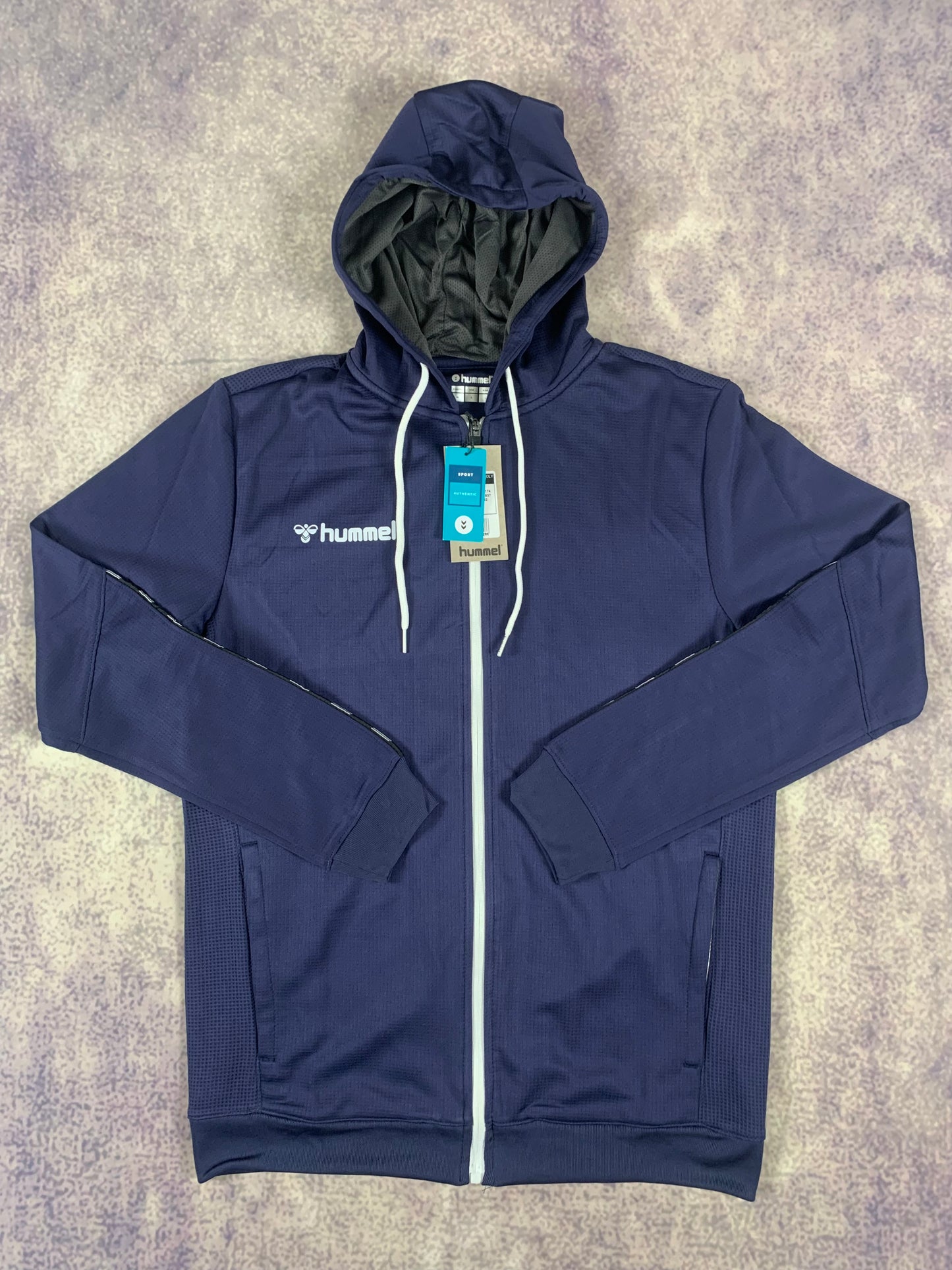 Hummel Zip-Hoodie in Dunkelblau/Weiß