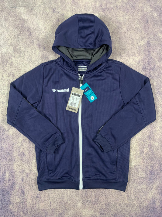 Hummel Kinder-Zip-Hoodie in Dunkelblau/Weiß