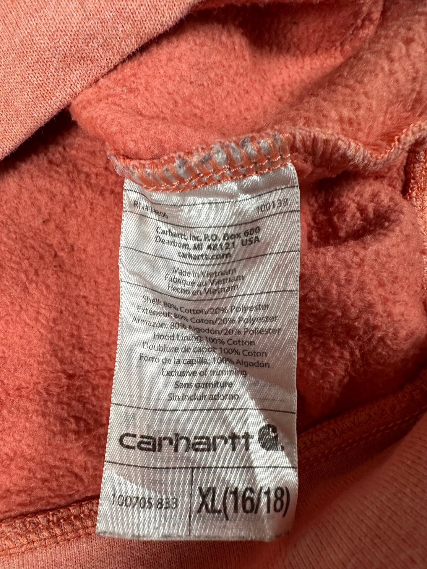 Carhartt Hoodie Pullover Lachs Rot XL Damen